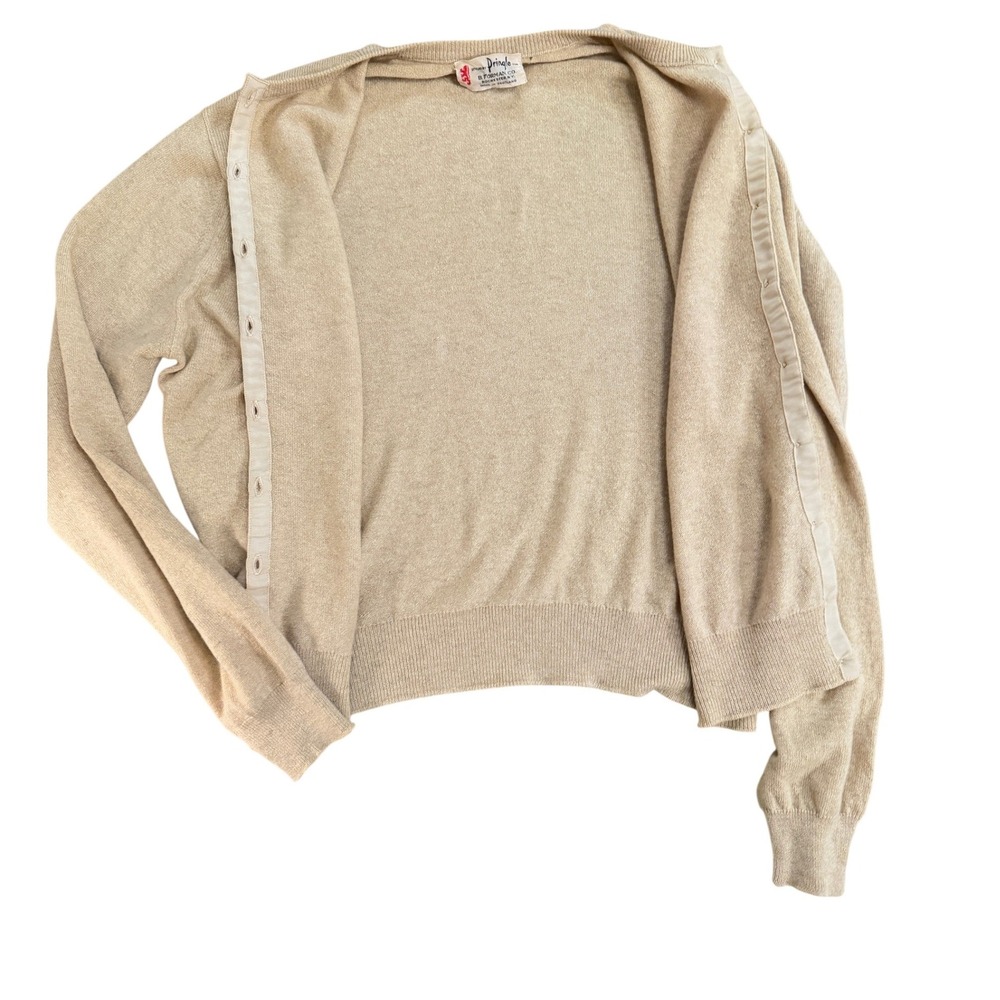 Pringle of Scotland 100% Cashmere Cardigan Sweater Beige Womens M Preppy - Picture 11 of 12